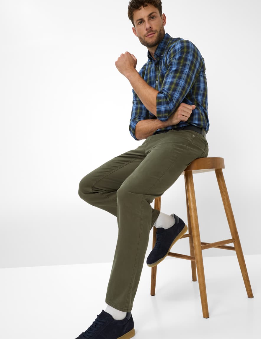 Eurex By Brax Men's Fashion Pants Style CHUCK Green - Olive Modern Fit