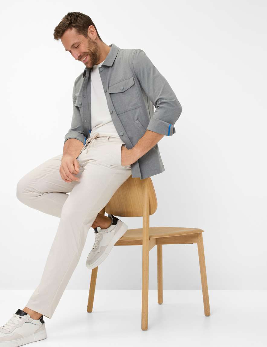 Eurex By Brax Men's Fashion Pants Style SILVIO Light Beige Slim Fit