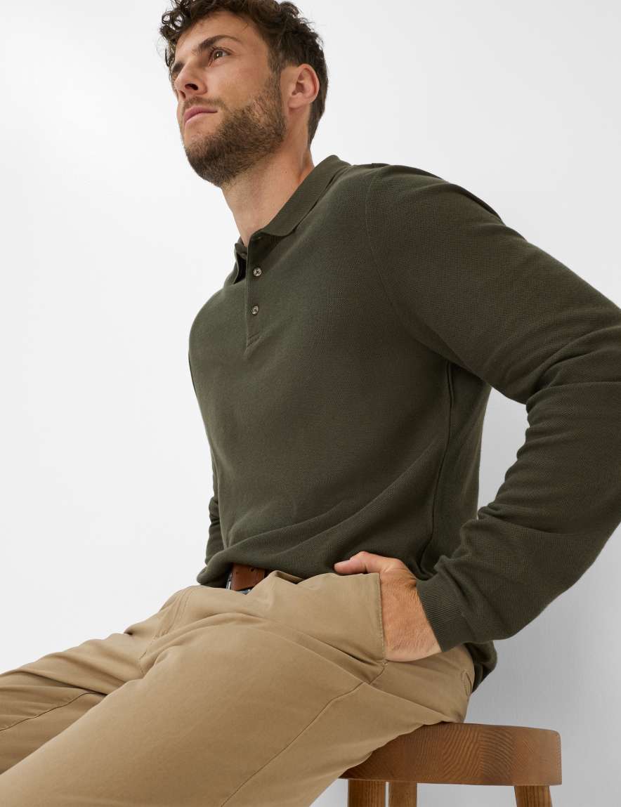 Eurex By Brax Men's Fashion Polos Style PAROS Green - Olive