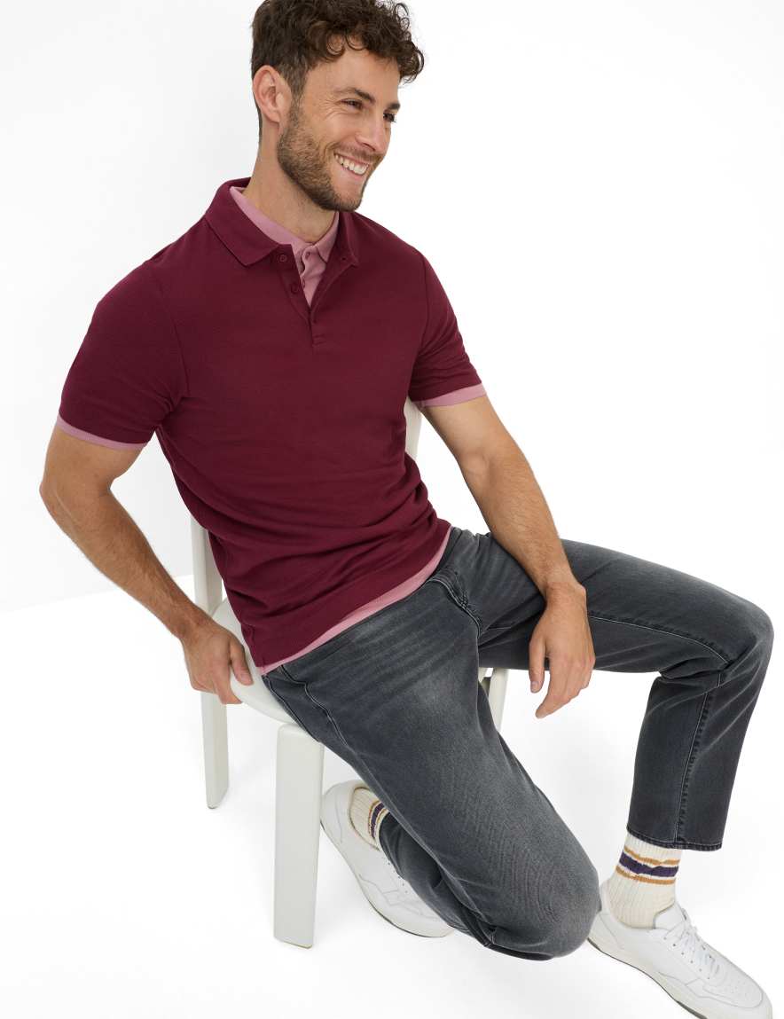 Eurex By Brax Men's Fashion Polos Style PARVIS Dark Red ➜ - Buy At Brax