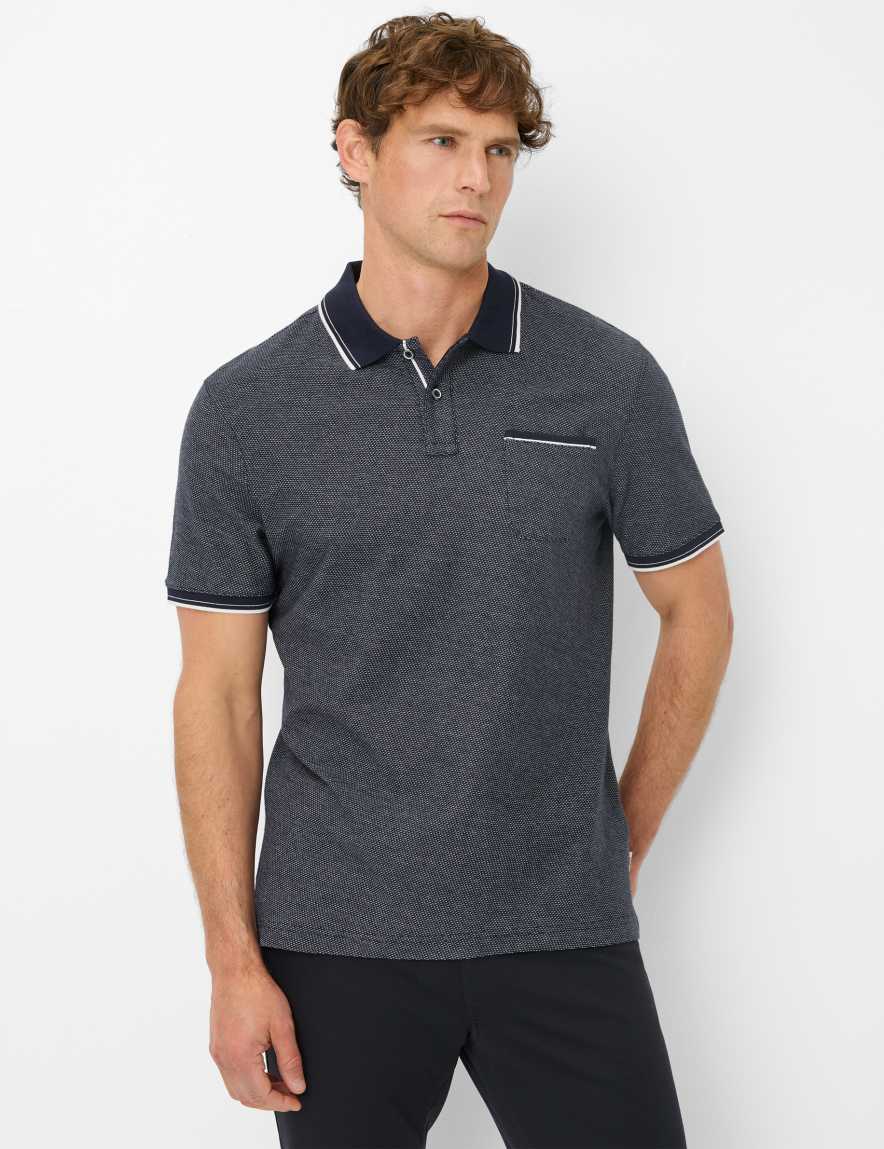 eurex by brax Men's fashion Polos Style PATRICK Dark Blue ➜ - buy at Brax