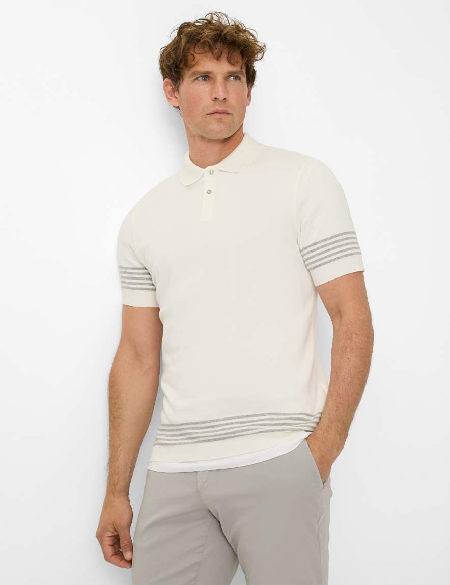 eurex by brax Men's fashion Polos Style PAVEL Cream White ➜ - buy at Brax