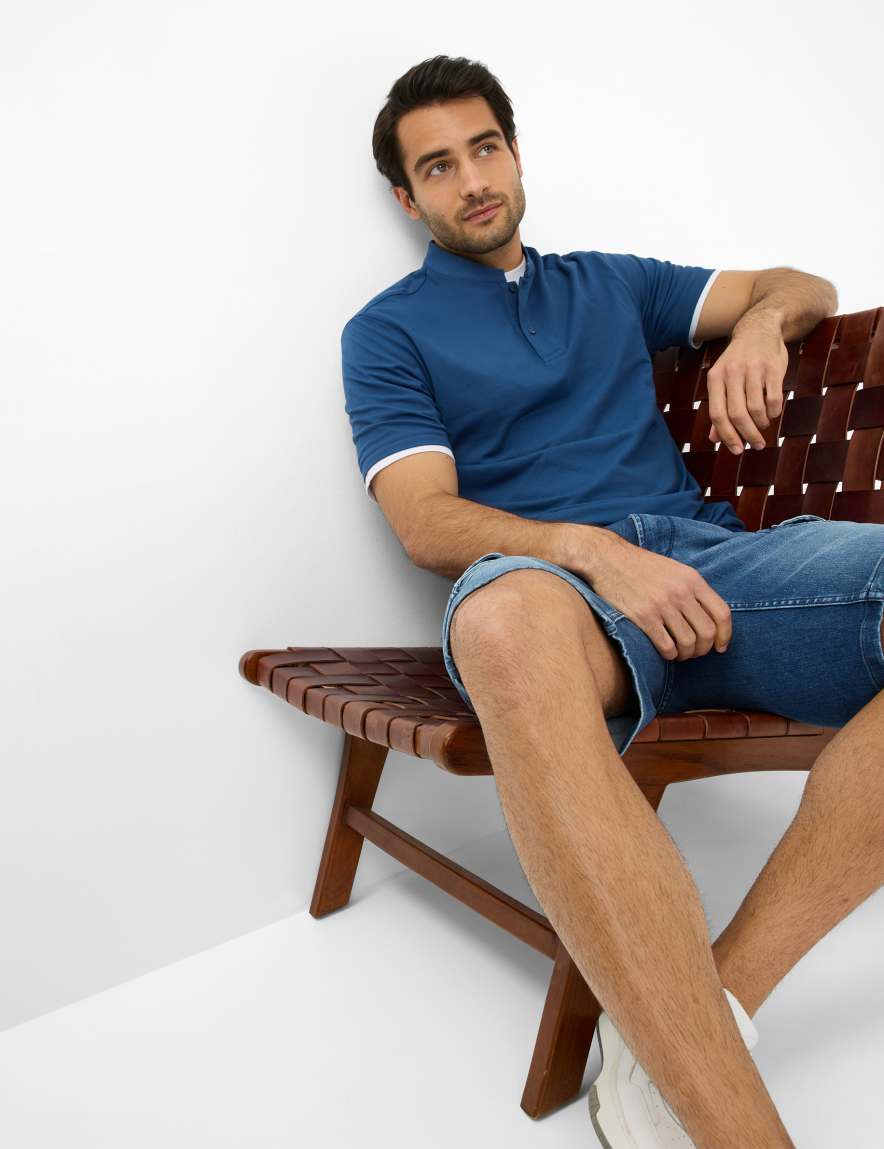 Eurex By Brax Men's Fashion Polos Style PELE Blue ➜ - Buy Now At Brax