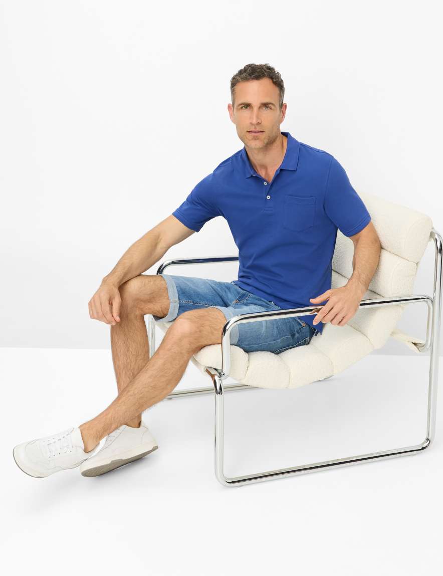 Eurex By Brax Men's Fashion Polos Style PETE Blue ➜ - Buy Now At Brax