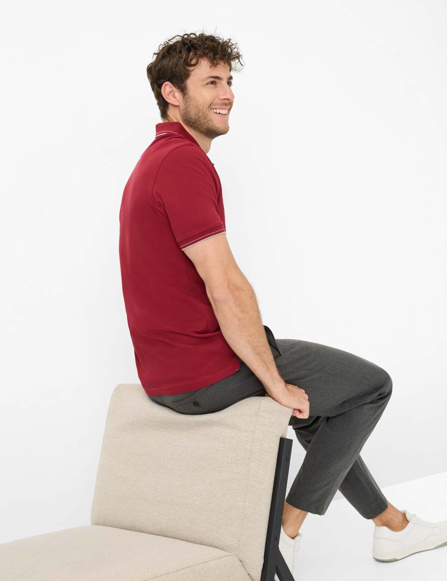 Eurex By Brax Men's Fashion Polos Style PETE Dark Red ➜ - Buy Now At Brax