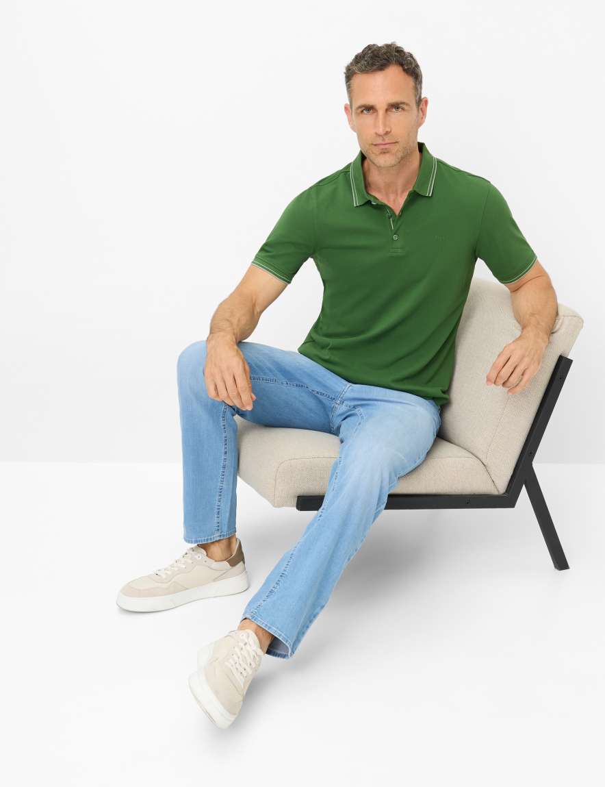 Eurex By Brax Men's Fashion Polos Style PETE Green ➜ - Buy Now At Brax