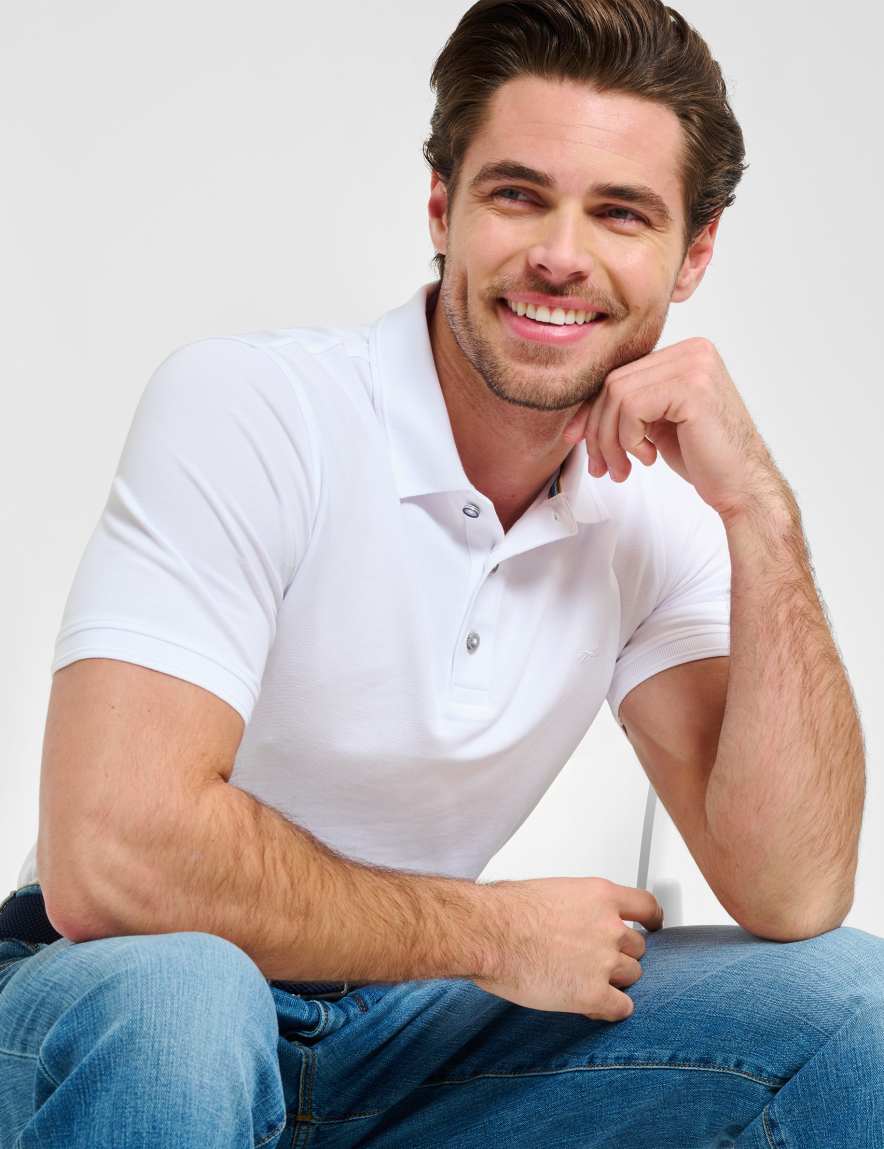 Eurex By Brax Men's Fashion Polos Style PETE White ➜ - Buy Now At Brax