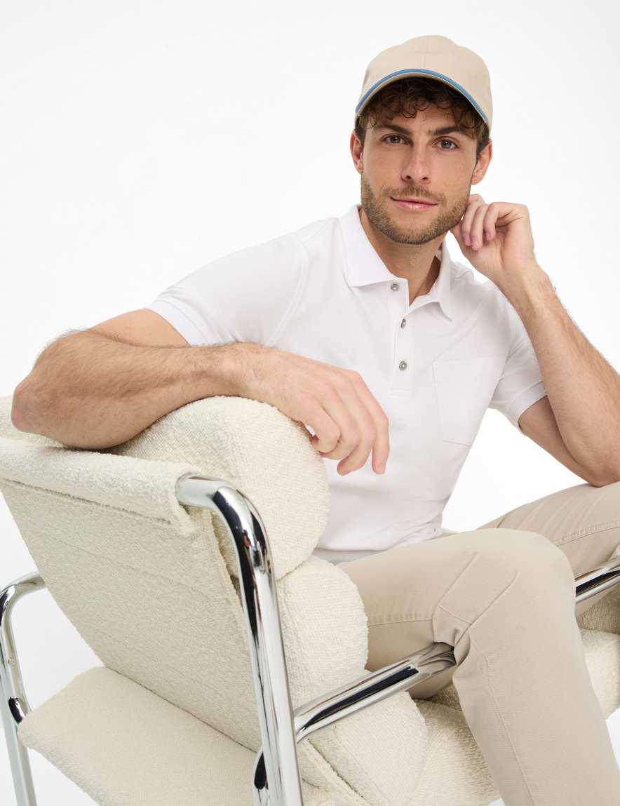 Eurex By Brax Men's Fashion Polos Style PETE White ➜ - Buy Now At Brax