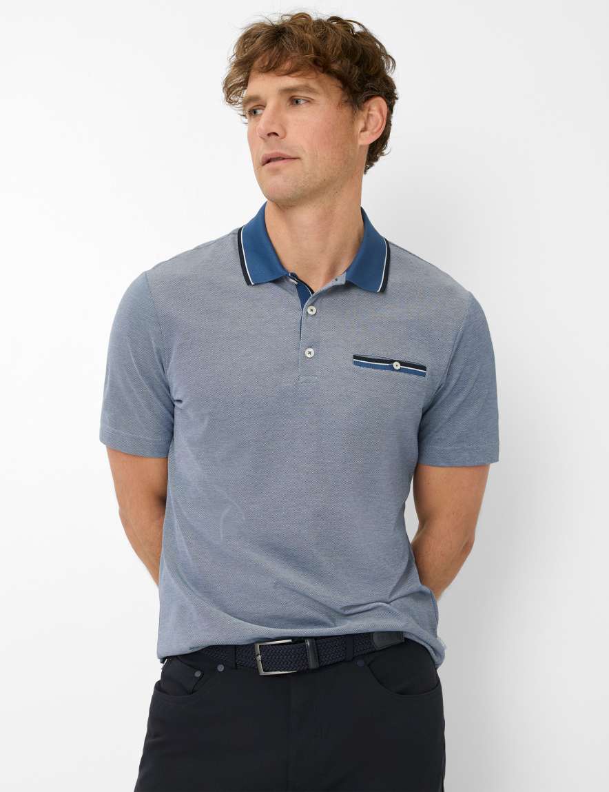 eurex by brax Men's fashion Polos Style PETTER Blue ➜ - buy now at Brax
