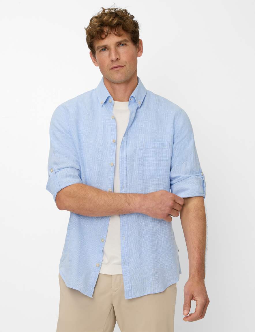 eurex by brax Men's fashion Shirts Style DIRK Light Blue ➜ - buy at Brax
