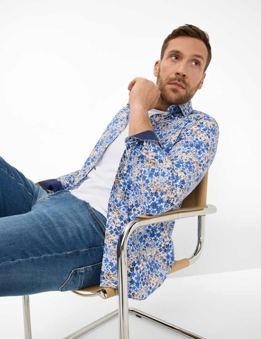 Eurex By Brax Men's Fashion Shirts Style HAROLD Blue ➜ - Buy Now At Brax