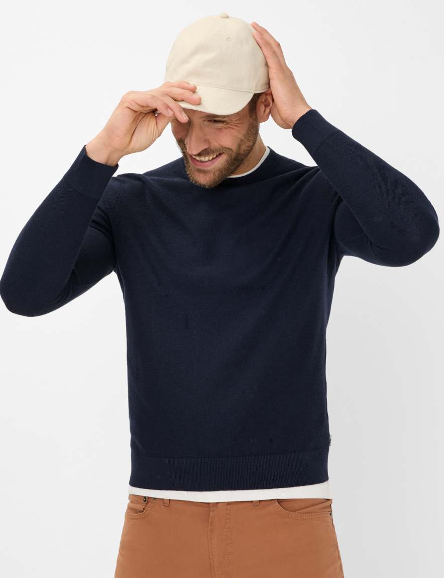eurex by brax Men's fashion Sweaters Style RICK Dark Blue ➜ - buy at Brax