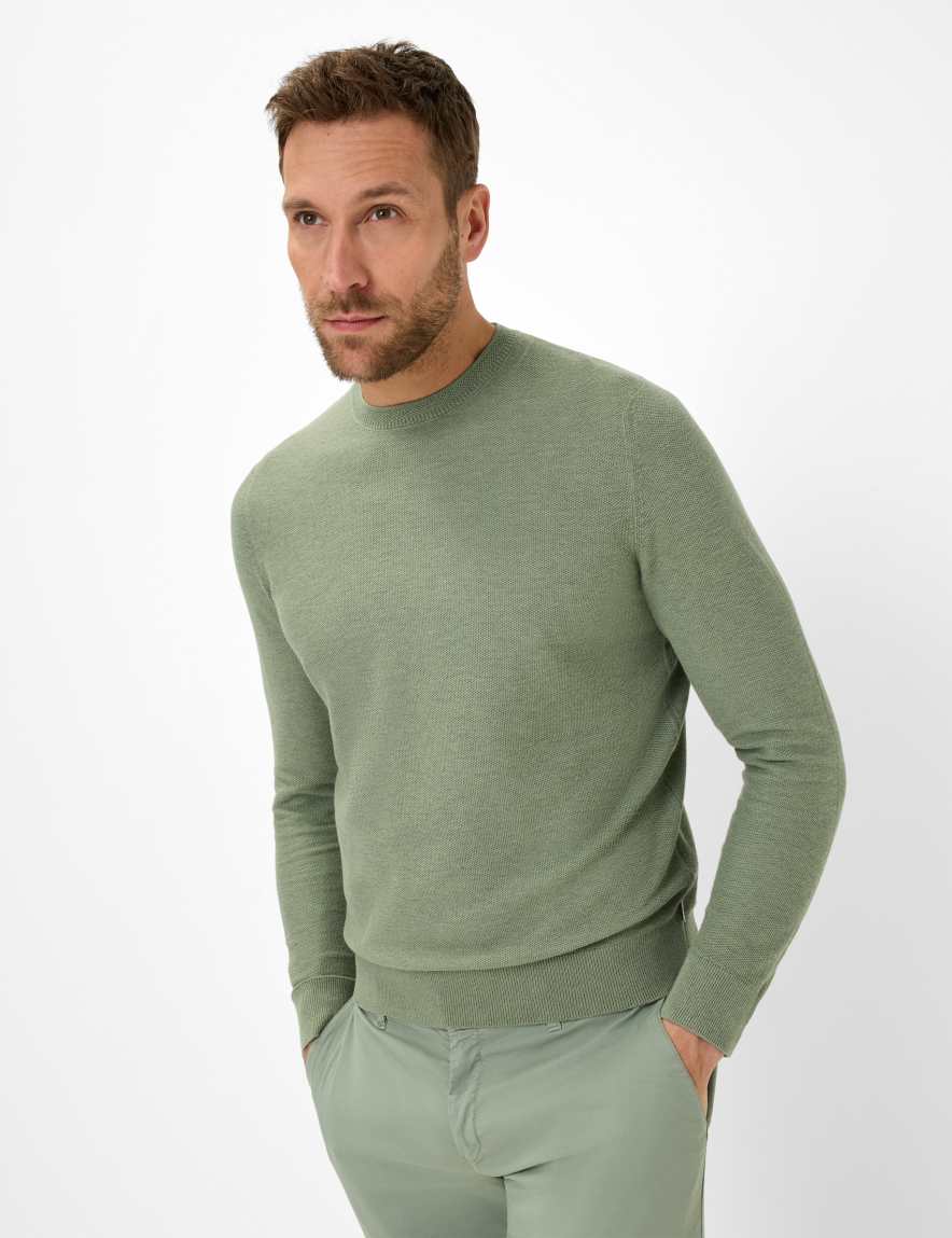 eurex by brax Men's fashion Sweaters Style RICK Green ➜ - buy now at Brax