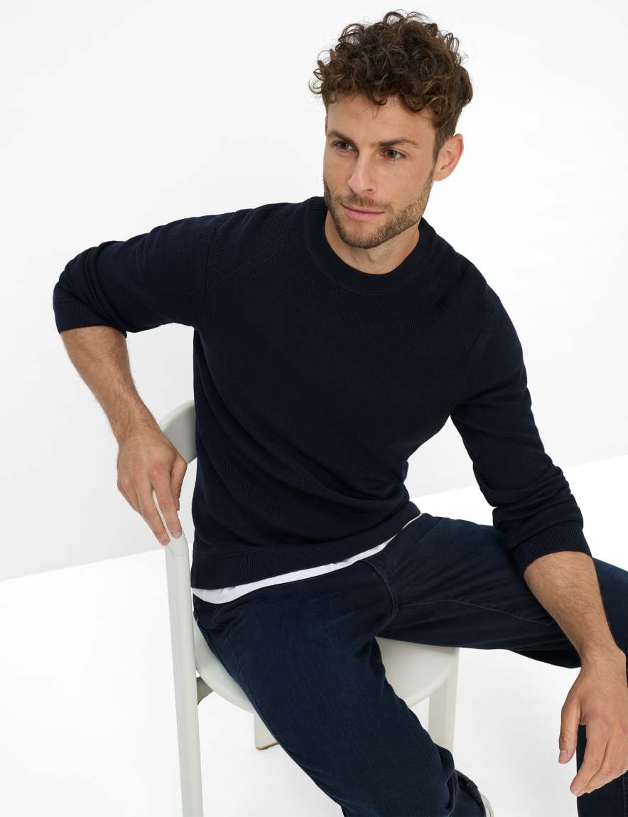Eurex By Brax Men's Fashion Sweaters Style ROY Dark Blue ➜ - Buy At Brax