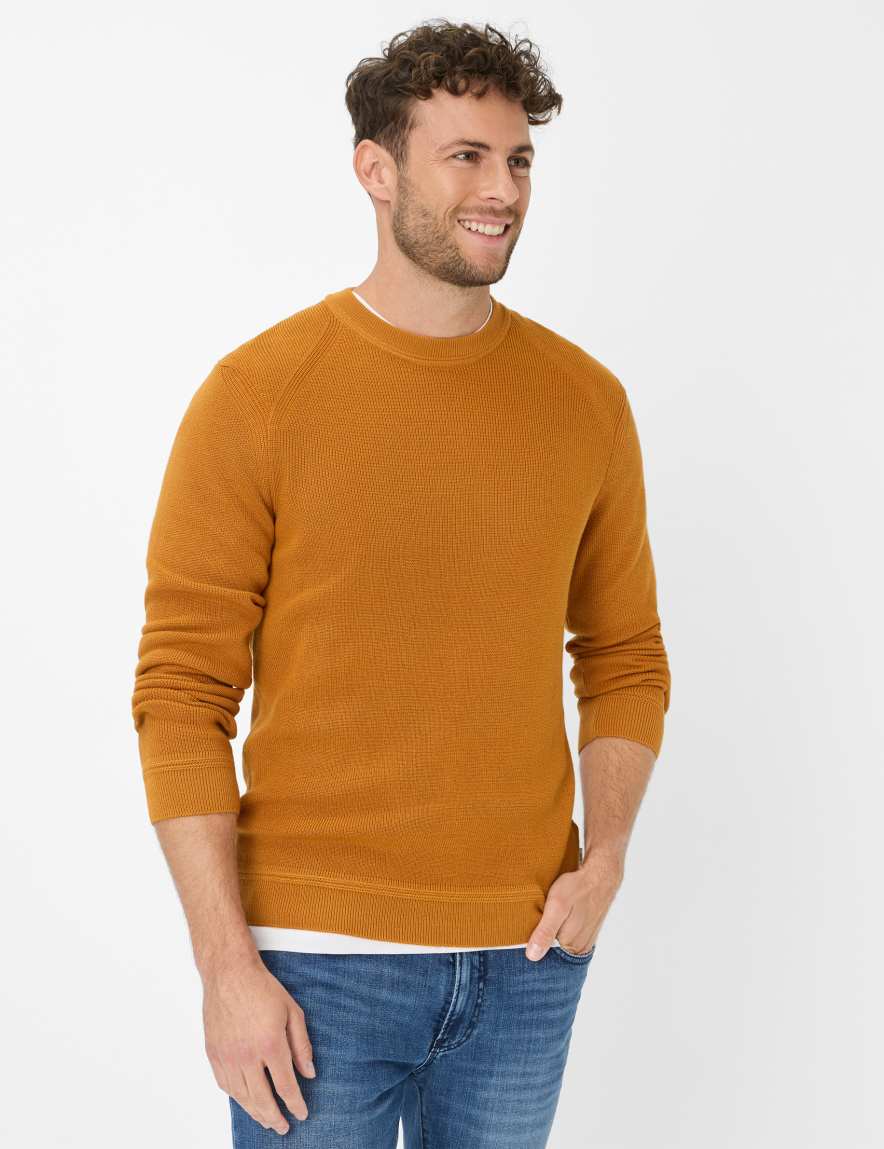 eurex by brax Men's fashion Sweaters Style ROY Dark Orange