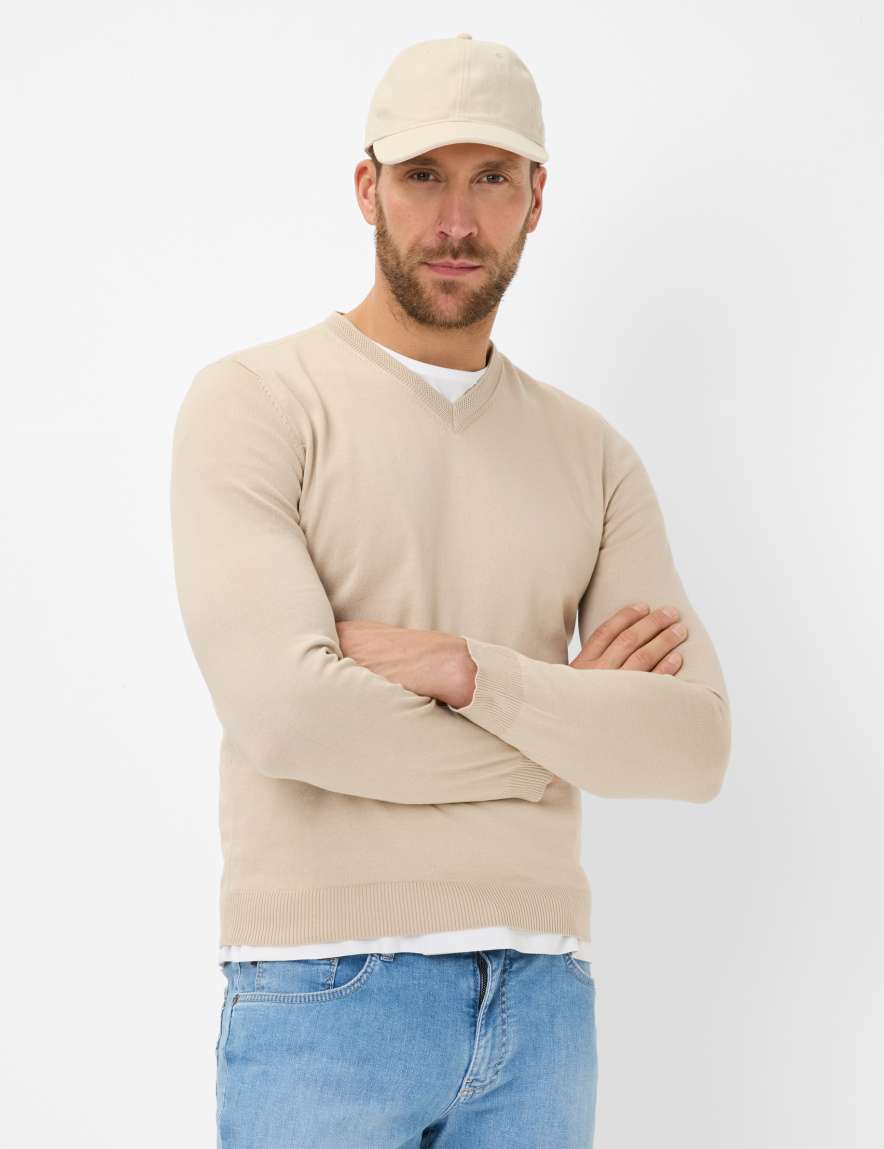 eurex by brax Men's fashion Sweaters Style VICO Beige ➜ - buy now at Brax