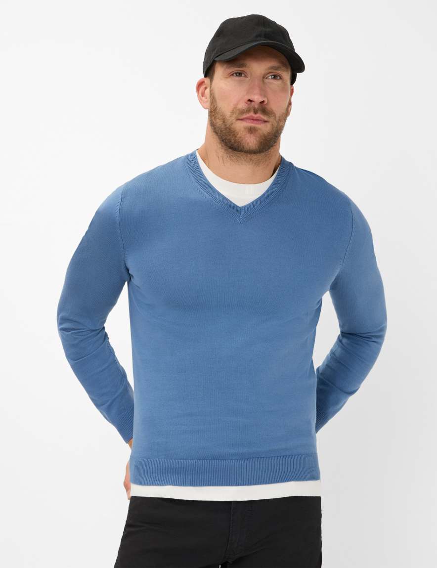eurex by brax Men's fashion Sweaters Style VICO Blue ➜ - buy now at Brax