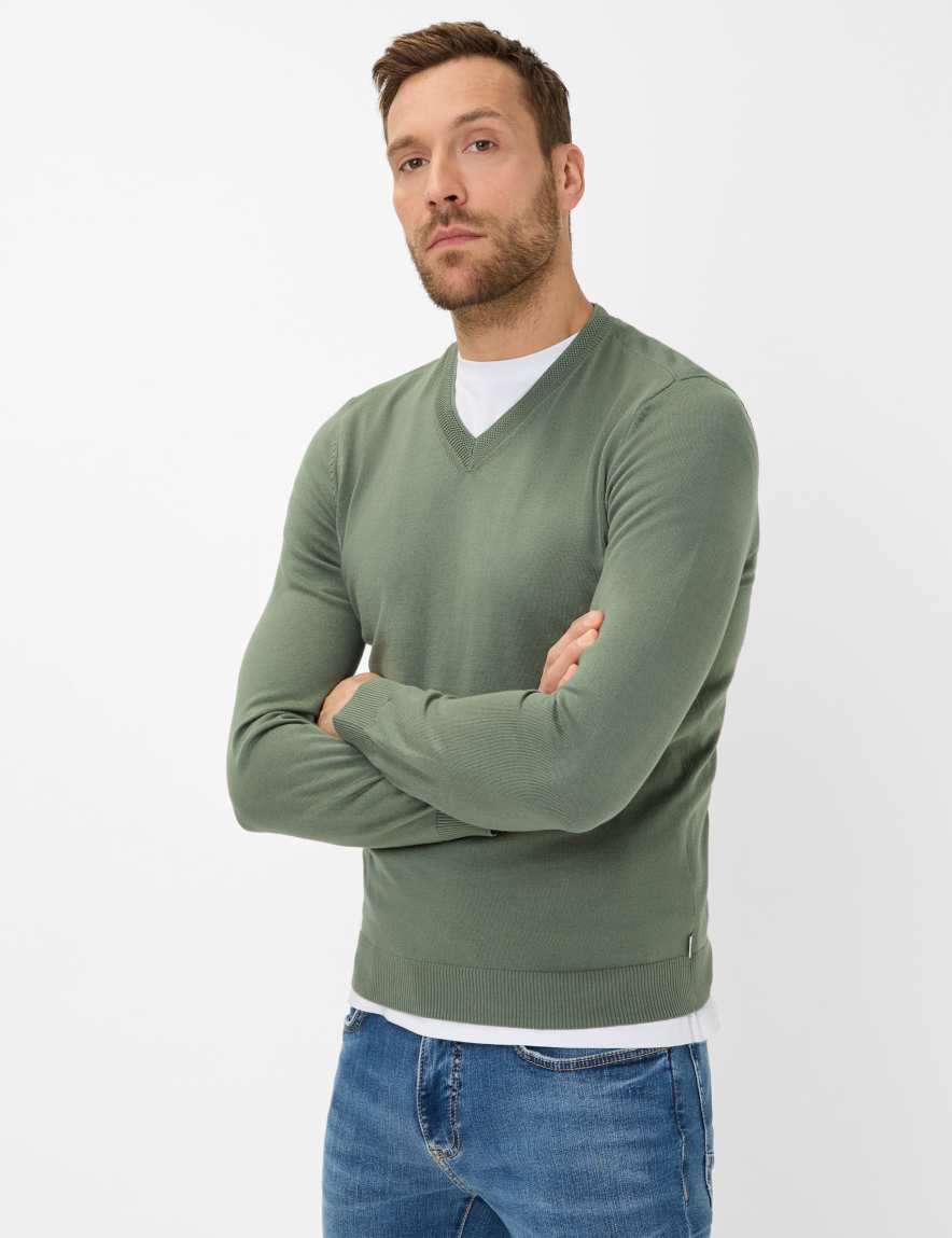 eurex by brax Men's fashion Sweaters Style VICO Green ➜ - buy now at Brax
