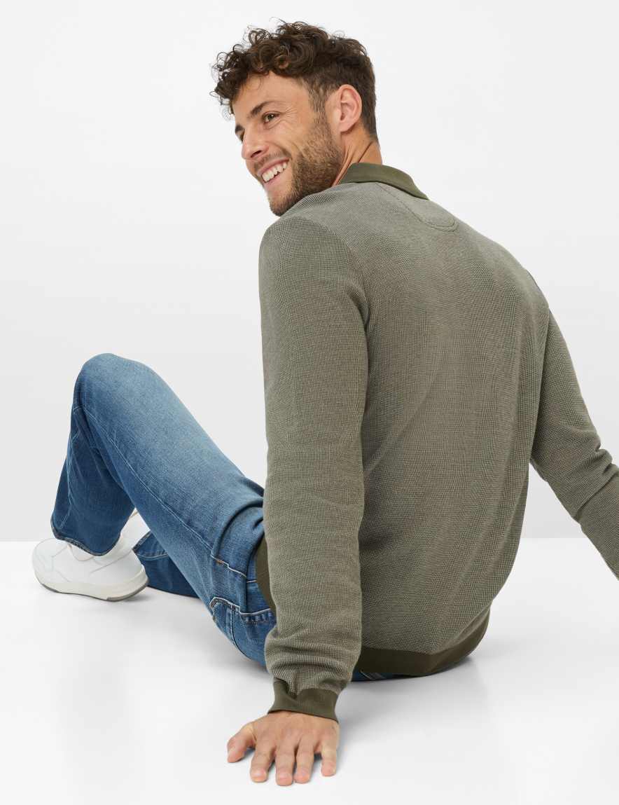 Eurex By Brax Men's Fashion T-shirts Style PAROS Green - Olive