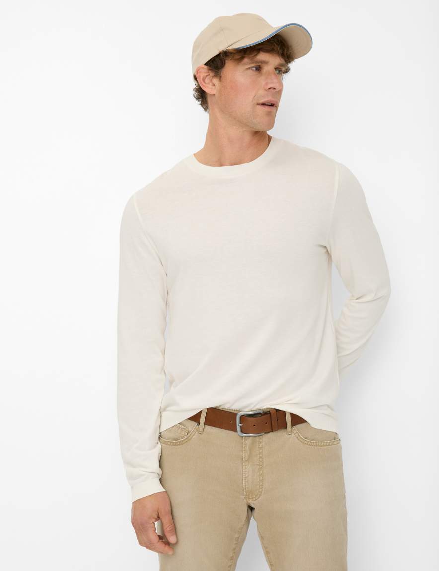 eurex by brax Men's fashion T-shirts Style TIMON Cream White