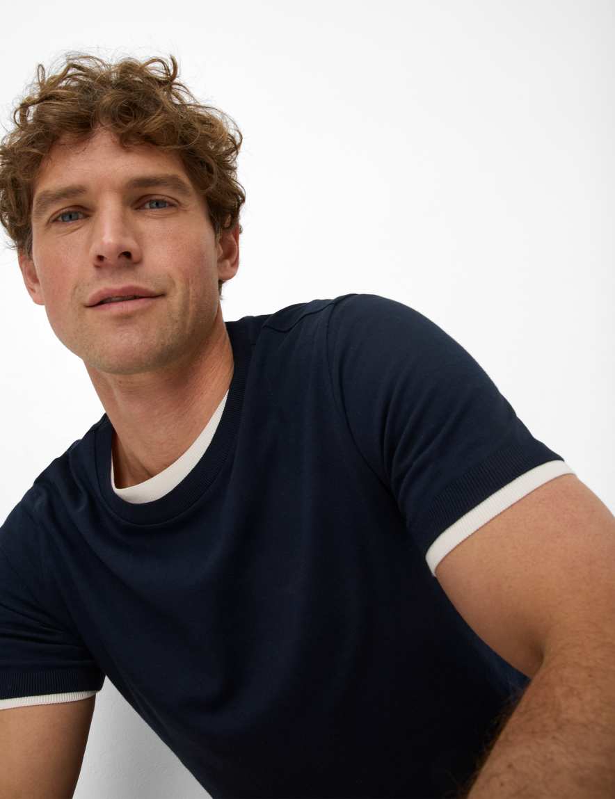 Eurex By Brax Men's Fashion T-shirts Style TREVOR Dark Blue