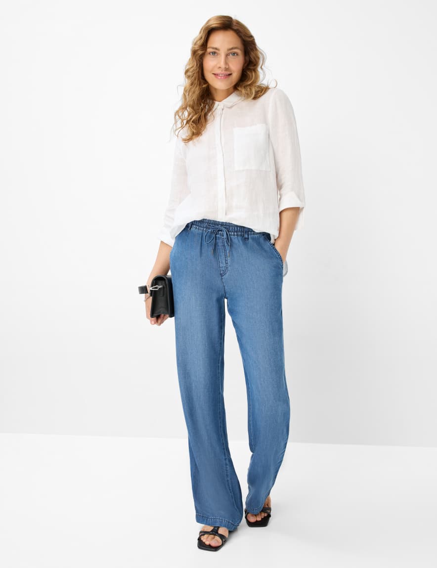 Eurex By Brax Women's Fashion Jeans Style MAINE Denim Dark Blue Wide Leg