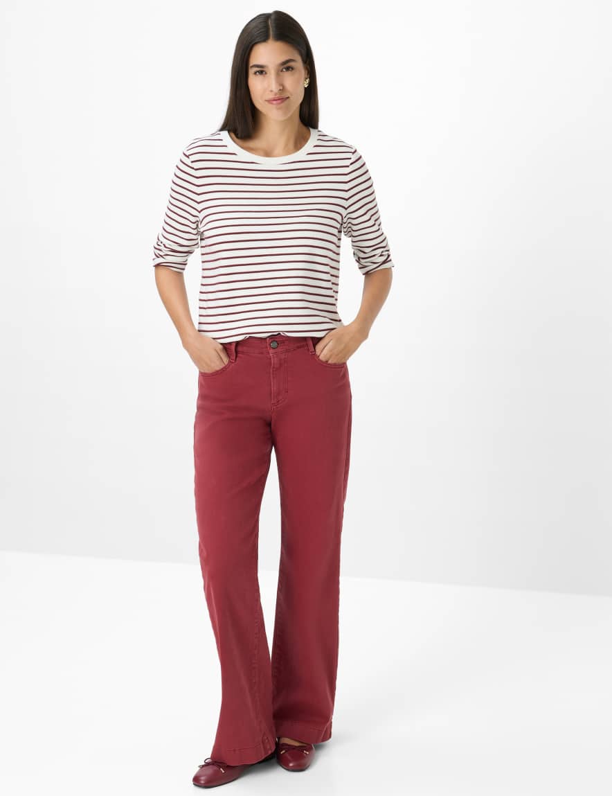 Eurex By Brax Women's Fashion Jeans Style MAINE Denim Dark Red Wide Leg