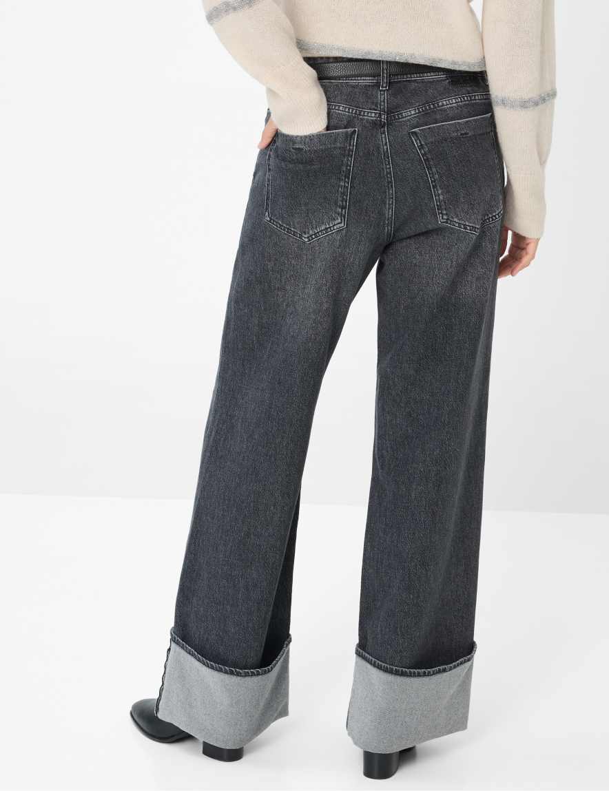 Eurex By Brax Women's Fashion Jeans Style MORGAN Denim Dark Gray Wide Leg