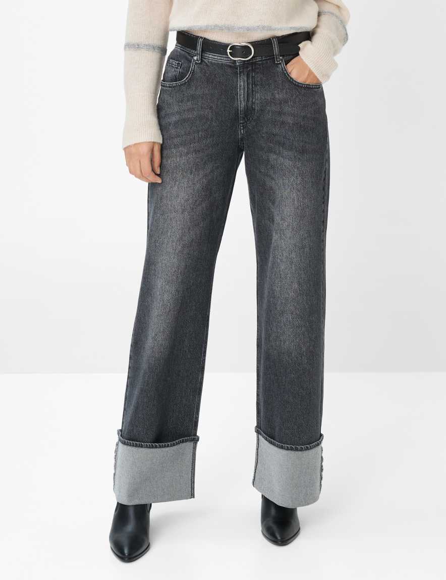 eurex by brax Women's fashion Jeans Style MORGAN Denim Dark Gray Wide Leg