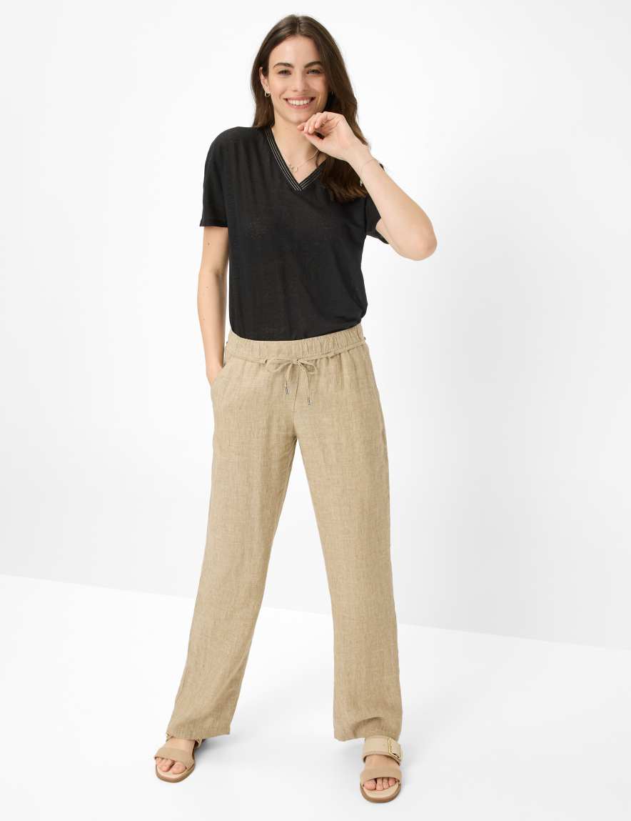 Eurex By Brax Women's Fashion Pants Style FARINA Beige Wide Leg