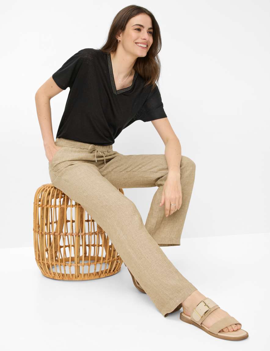 Eurex By Brax Women's Fashion Pants Style FARINA Beige Wide Leg