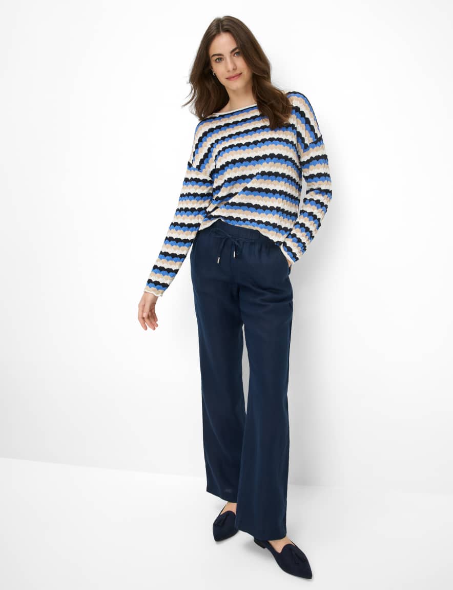 Eurex By Brax Women's Fashion Pants Style FARINA Dark Blue Wide Leg