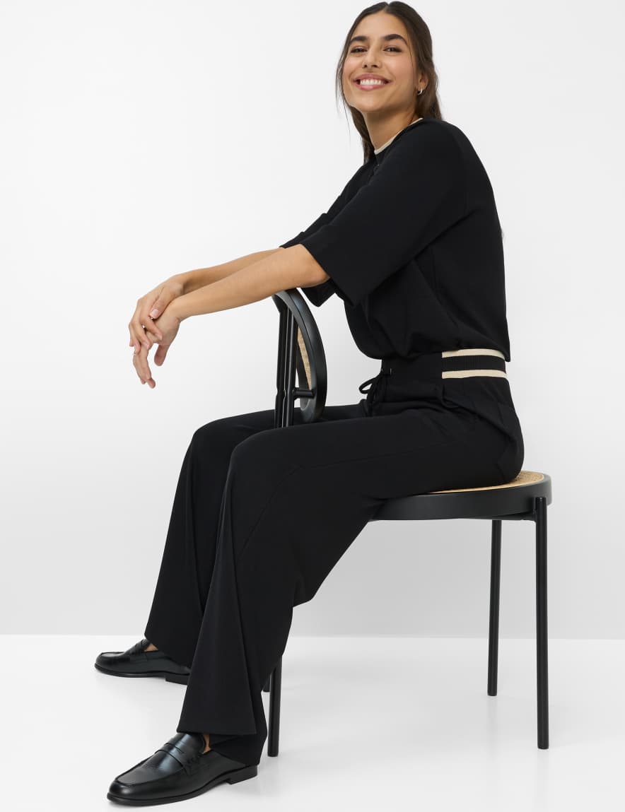 Eurex By Brax Women's Fashion Pants Style MAINE Black Wide Leg