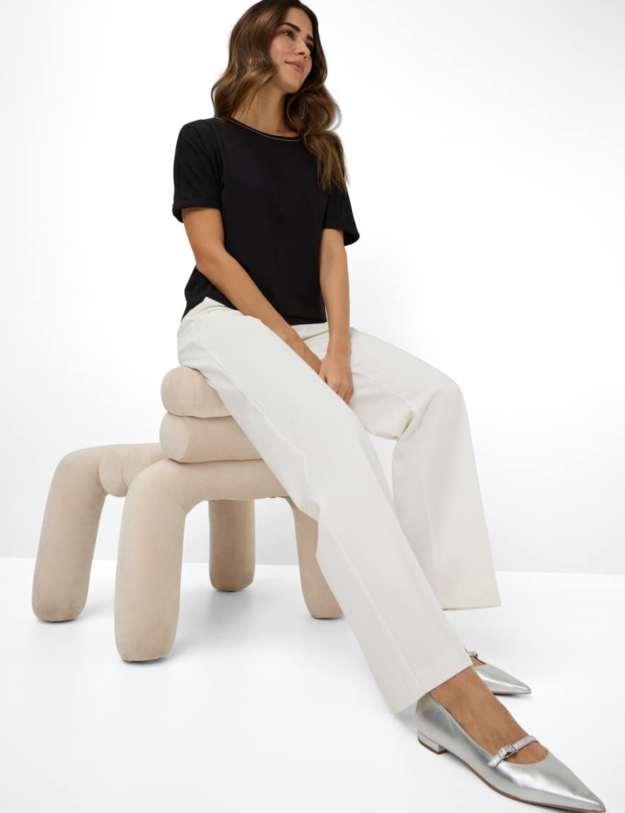 Eurex By Brax Women's Fashion Pants Style MAINE Cream White Wide Leg