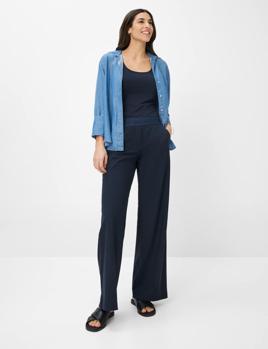 Eurex By Brax Women's Fashion Pants Style MAINE Dark Blue Wide Leg