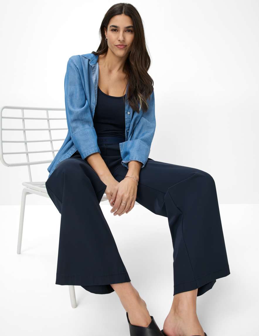 Eurex By Brax Women's Fashion Pants Style MAINE Dark Blue Wide Leg