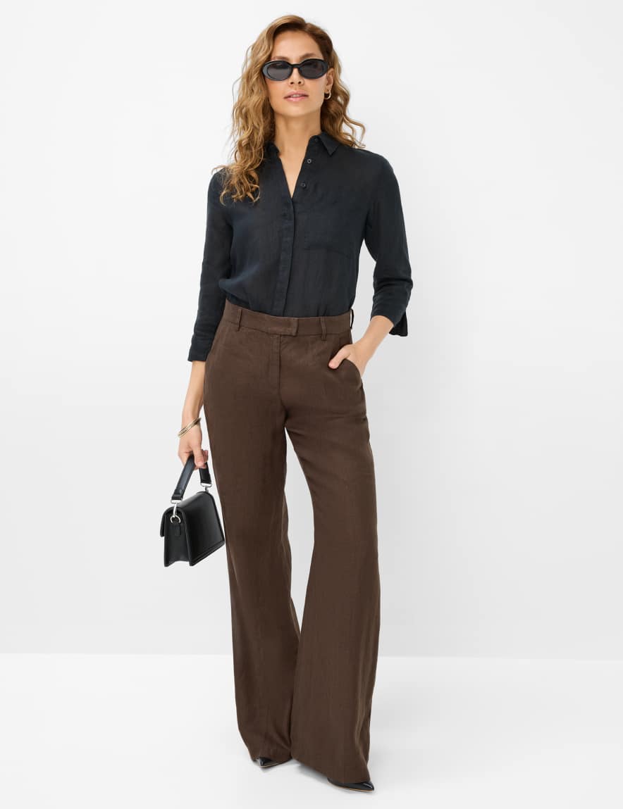 Eurex By Brax Women's Fashion Pants Style MAINE Dark Brown Wide Leg