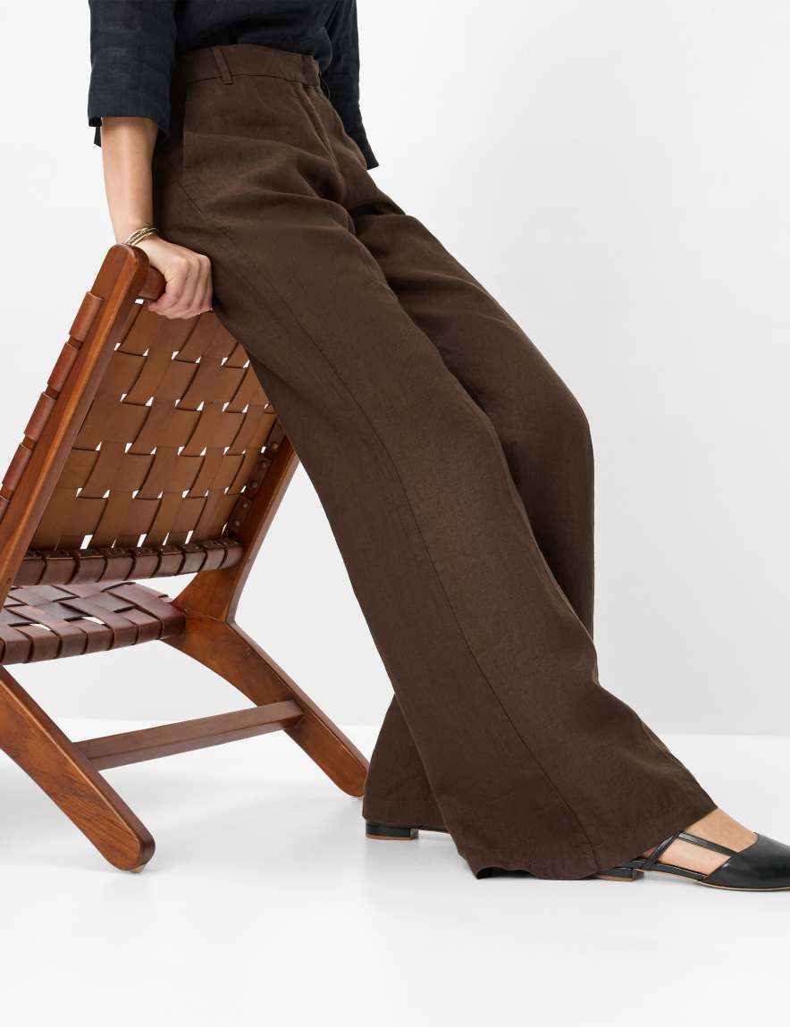 Eurex By Brax Women's Fashion Pants Style MAINE Dark Brown Wide Leg