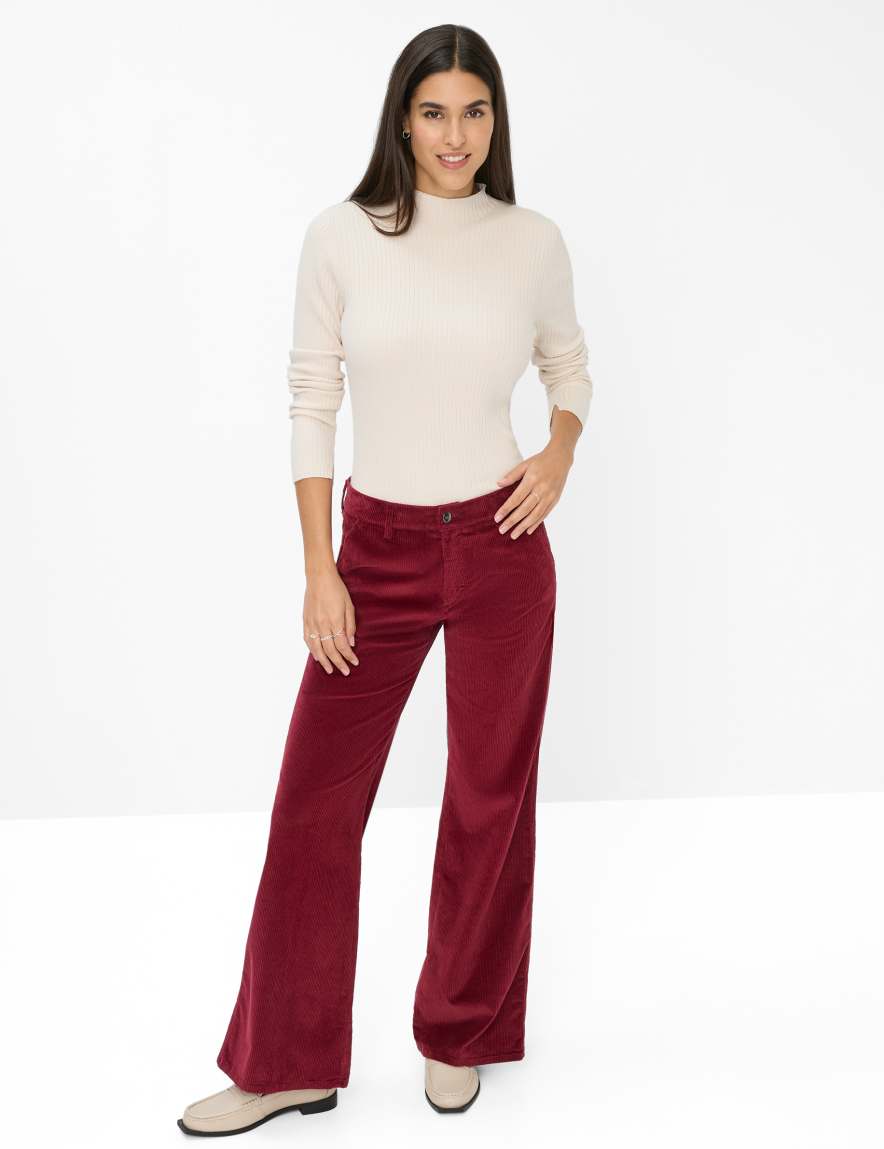 Eurex By Brax Women's Fashion Pants Style MAINE Dark Red Wide Leg