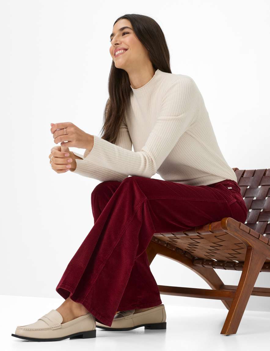 Eurex By Brax Women's Fashion Pants Style MAINE Dark Red Wide Leg