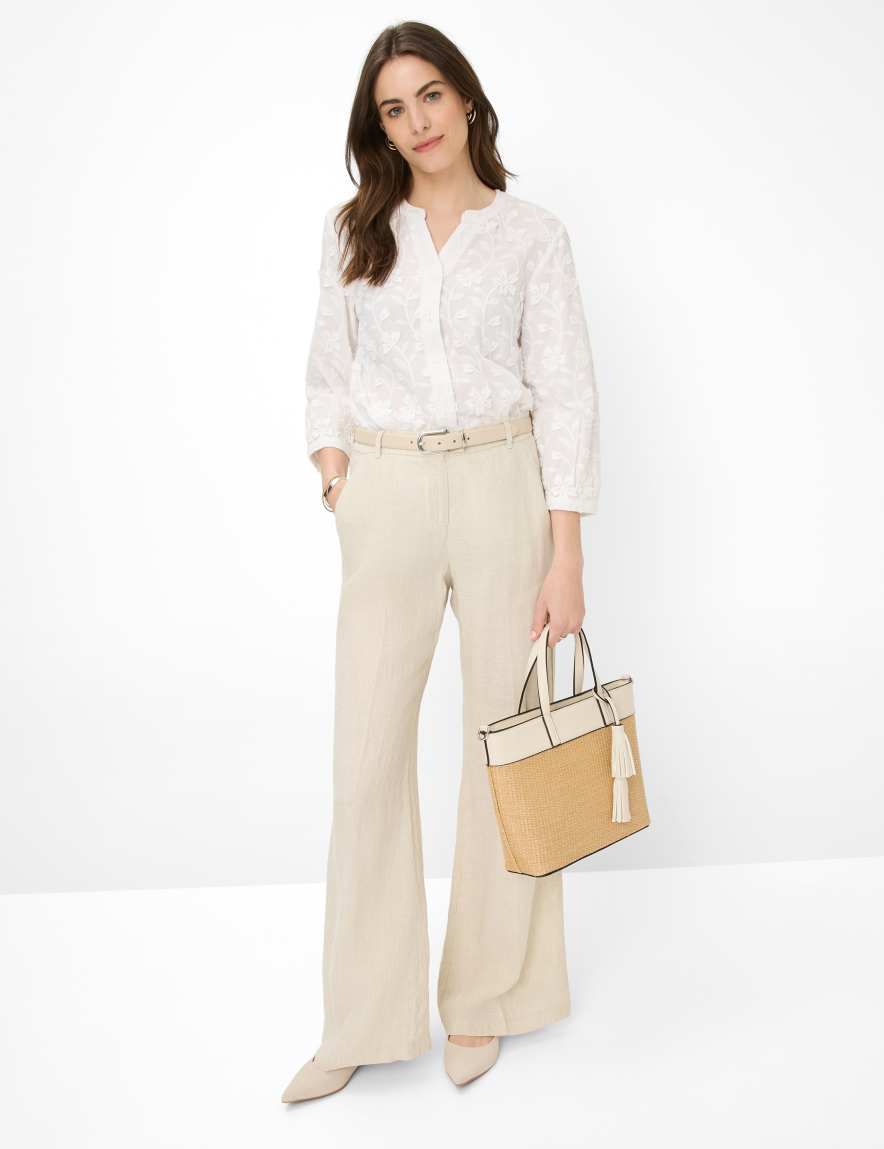 Eurex By Brax Women's Fashion Pants Style MAINE Light Beige Wide Leg