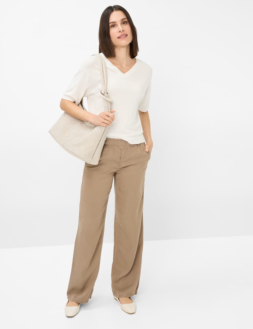 Eurex By Brax Women's Fashion Pants Style MAINE Light Brown Wide Leg