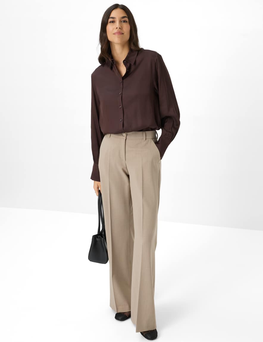 Eurex By Brax Women's Fashion Pants Style MAINE Light Brown Wide Leg