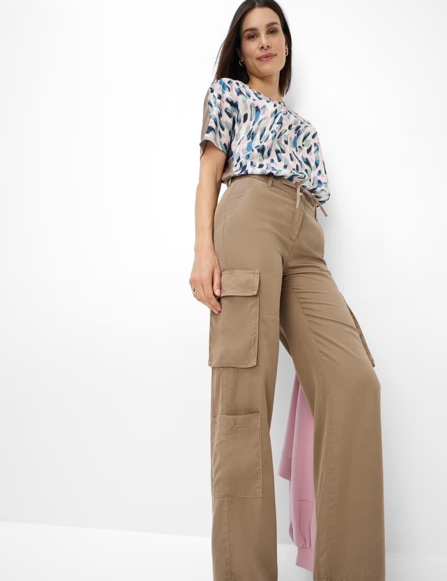 Eurex By Brax Women's Fashion Pants Style MAINE Light Brown Wide Leg