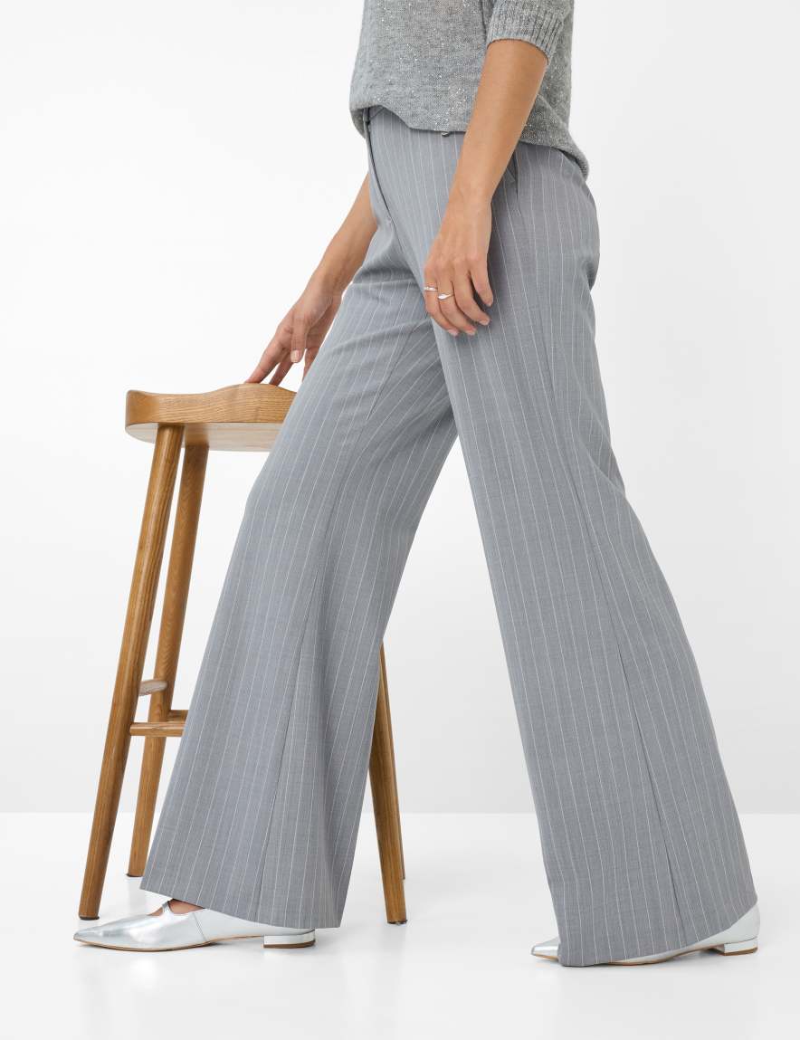 Eurex By Brax Women's Fashion Pants Style MAINE Light Gray Wide Leg