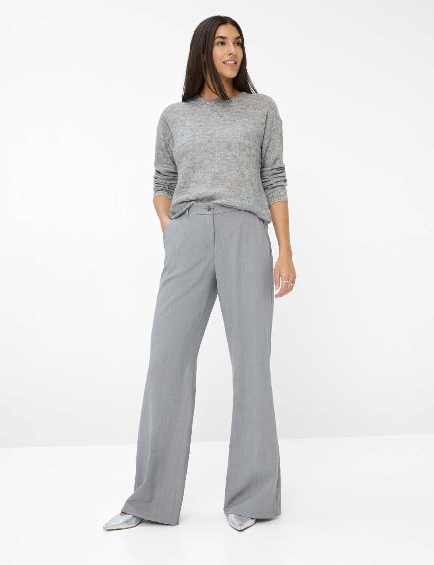 Eurex By Brax Women's Fashion Pants Style MAINE Light Gray Wide Leg