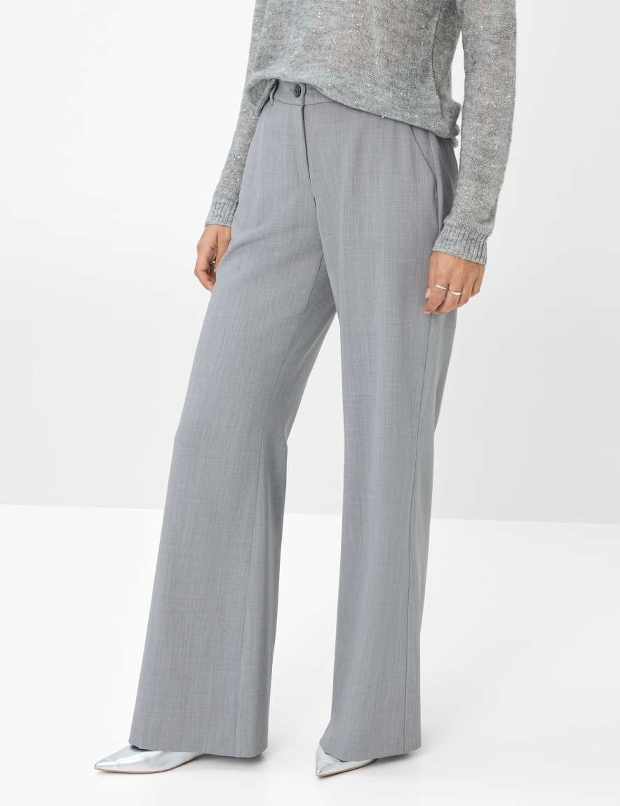 eurex by brax Women's fashion Pants Style MAINE Light Gray Wide Leg