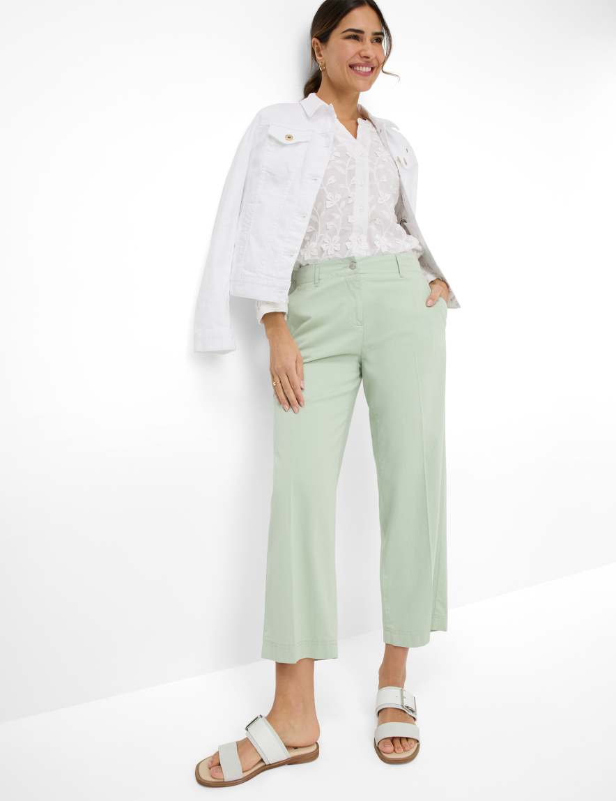 Eurex By Brax Women's Fashion Pants Style MAINE S Light Green Wide Leg