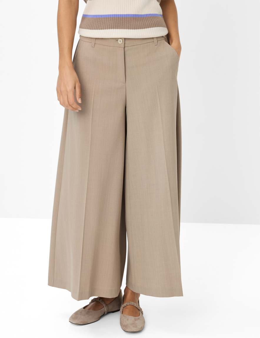 eurex by brax Women's fashion Pants Style MELLI S Light Brown Wide Leg