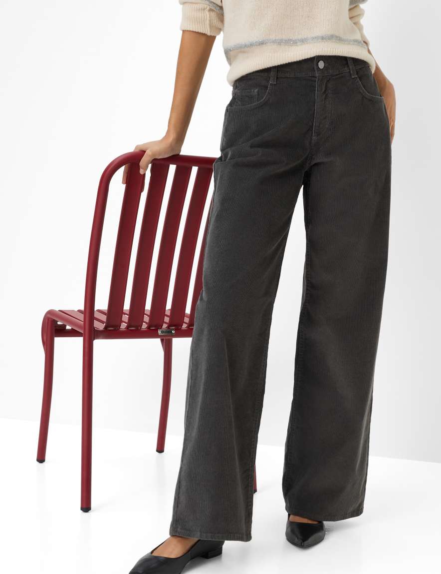 Eurex By Brax Women's Fashion Pants Style MORGAN Dark Gray Wide Leg